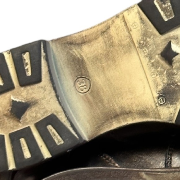 V-Italia Bronze Metallic Leather Moto Boots Women’s 7 EU 38 Mid Calf Buckle Zip - Picture 11 of 13